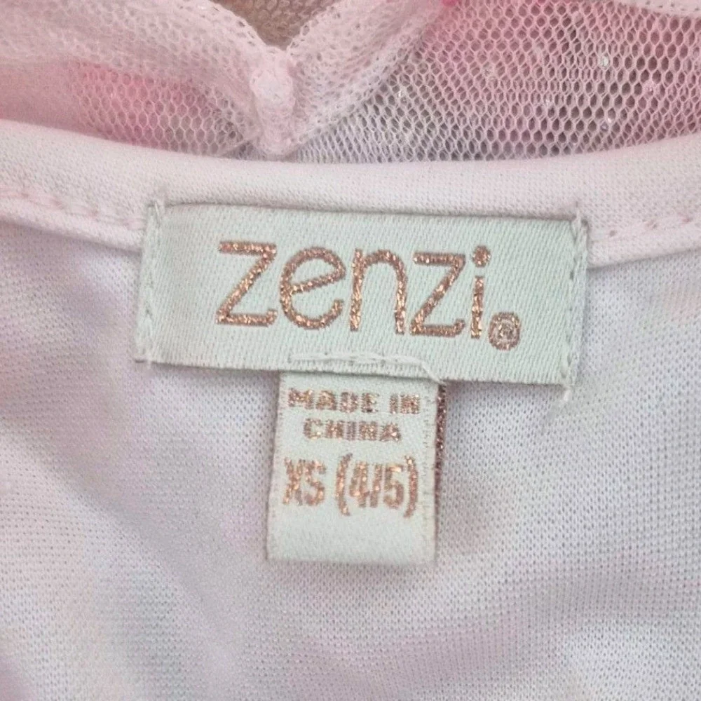 Zenzi Girls Pink Floral Tulle Party Dress Size XS 4/5